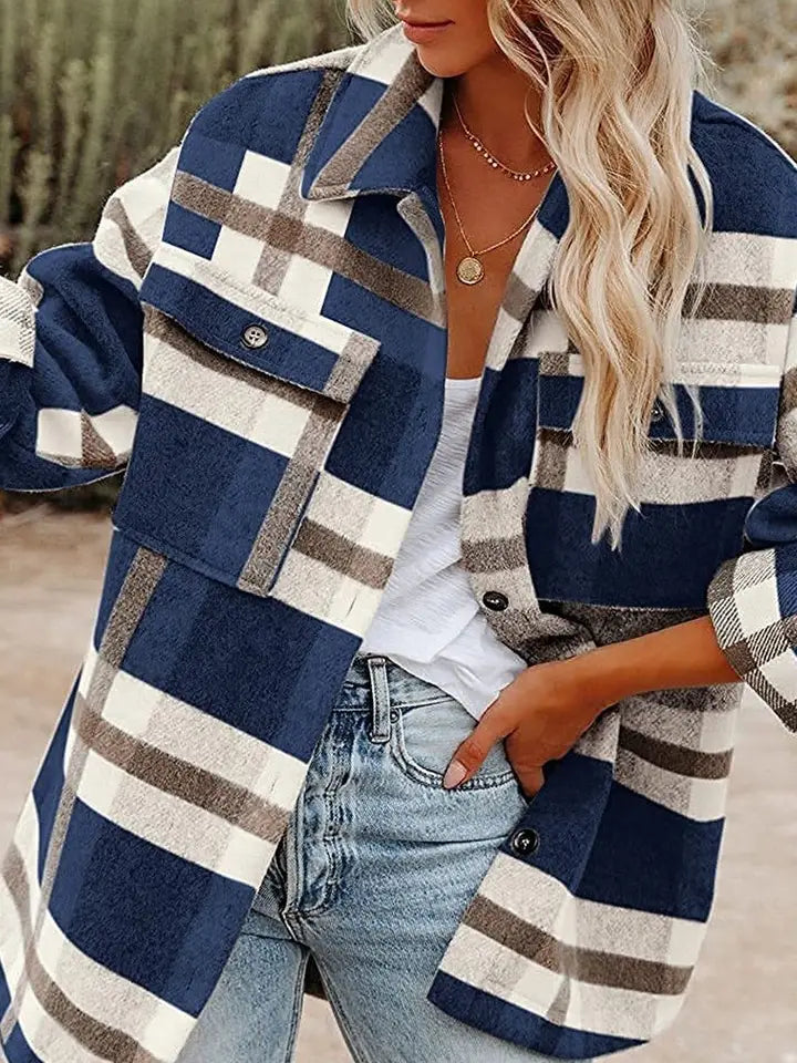 Plaid Button Flannel Coat