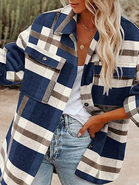 Plaid Button Flannel Coat